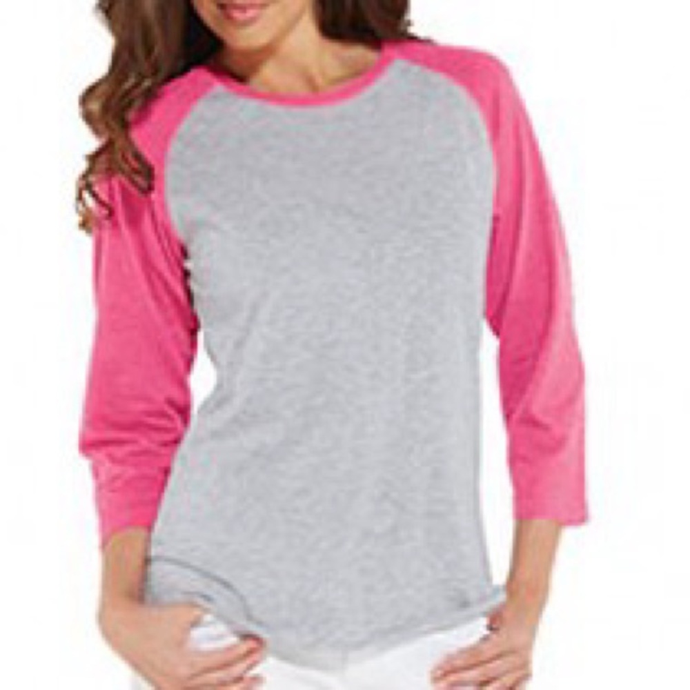 Womens Love Surfer Boho Gray Pink Baseball Tee Sz small NWT
